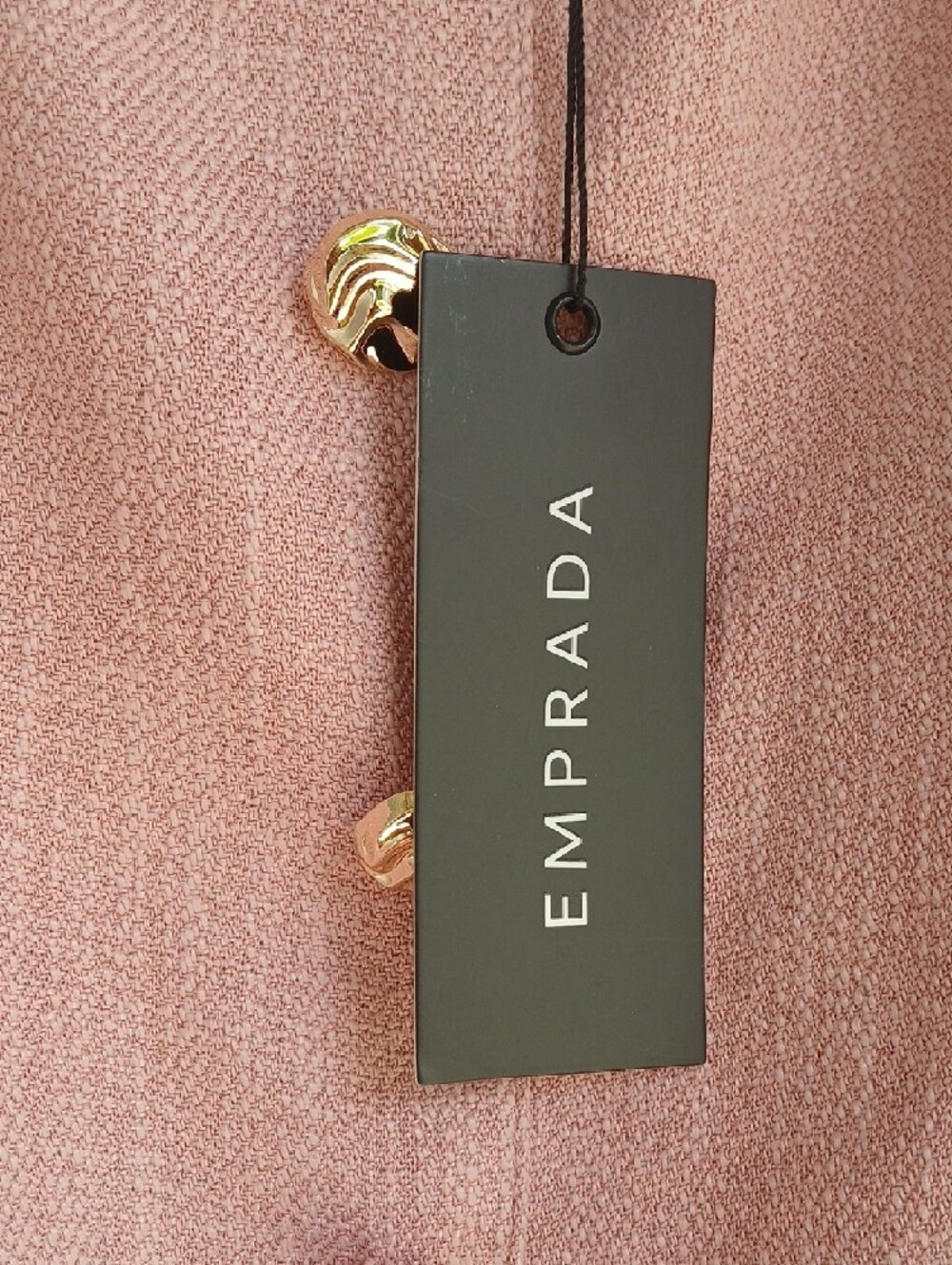 EMPRADA Blush Pink Gold-Button Textured Mini Dress - Picture 8 of 9